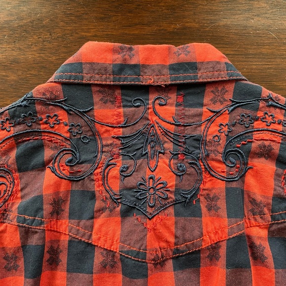 Vintage Red Brand Western Style Pearl Button Up Long Sleeved Shirt Medium - Picture 13 of 13